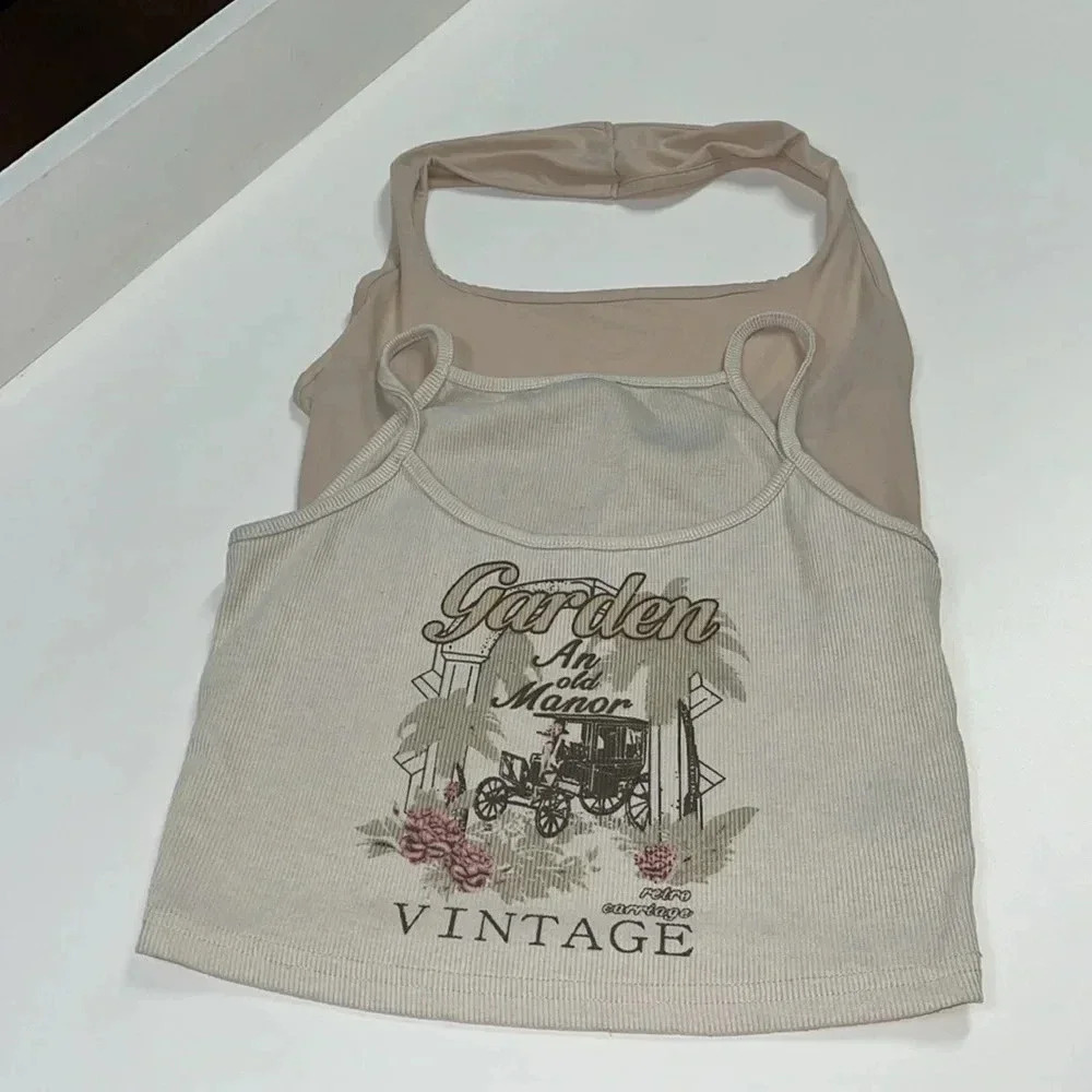 Imperfect SHEIN tops small neutral tops retro style tank top one halter